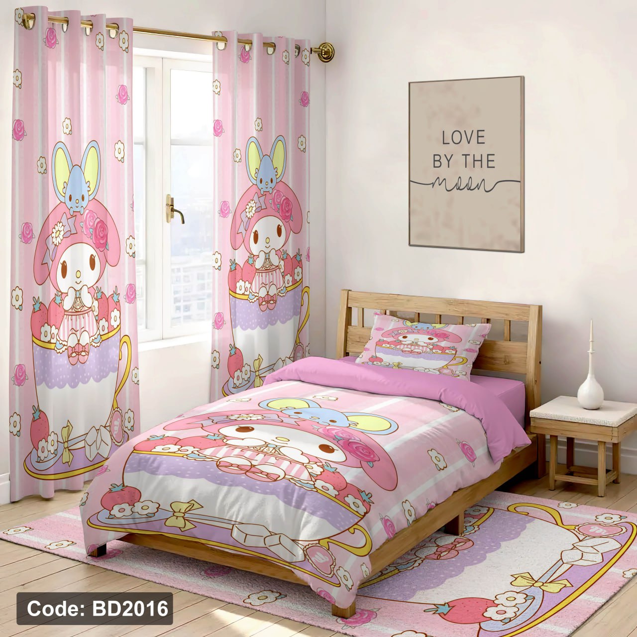 روتختی دخترانه بچه طرح ملودی ۳بعدی جنس پارچه میکروتنسل برند پیکسل